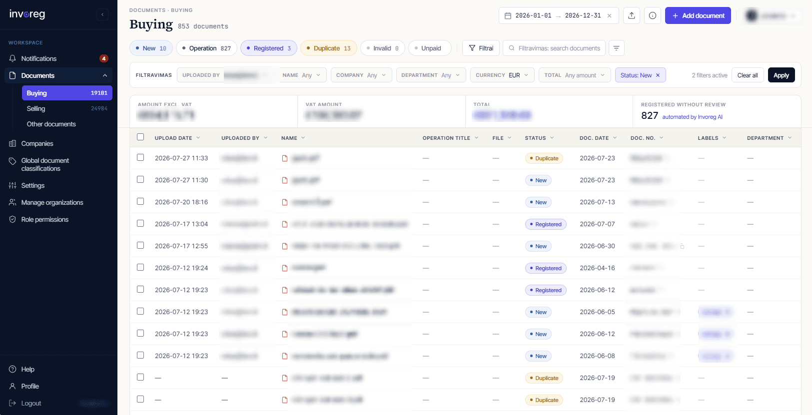 Invoreg buying inbox