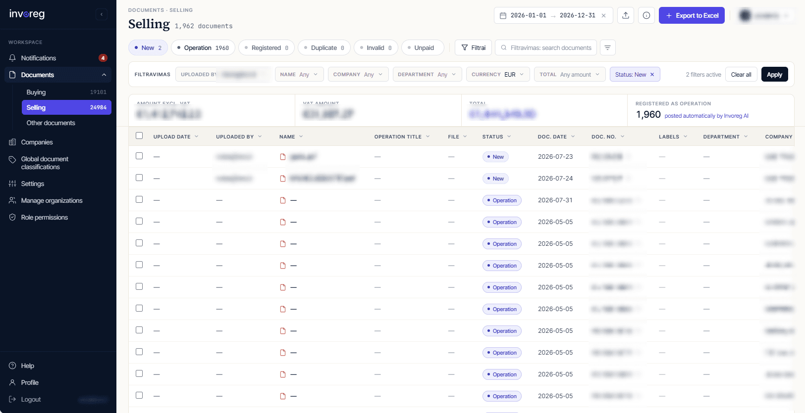 Invoreg selling list